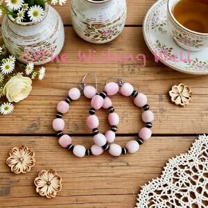 Queen Pink Conch | Navajo Pearl Saucers | 2” Dangle Hoop Earrings 925